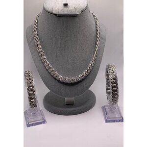 Cuban Link Chain  Necklace Bracelets 18k Gold Silver Diamond Cut Stainless Steel